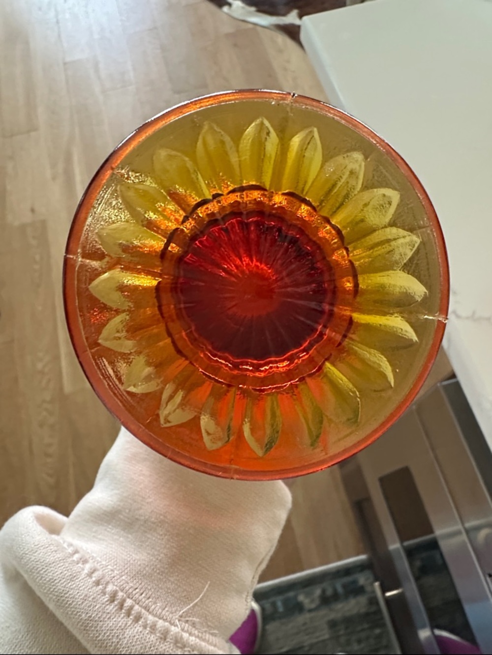 Textured Fenton Amberina swung Glass Decorative Vase - Picture 6 of 6